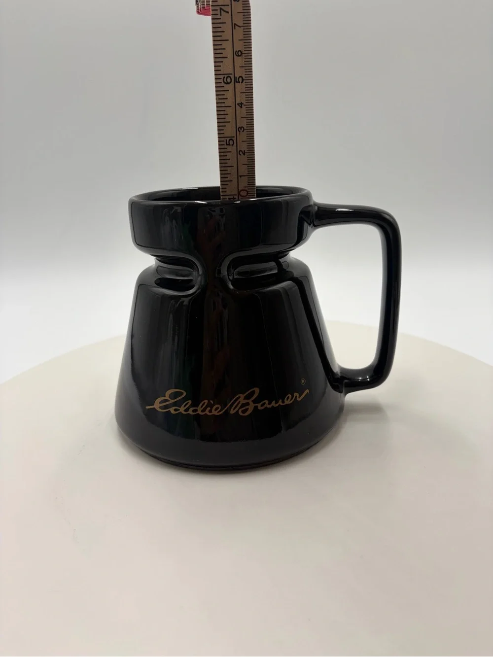 Eddie Bauer Glossy Black Sculpted Ceramic Mug